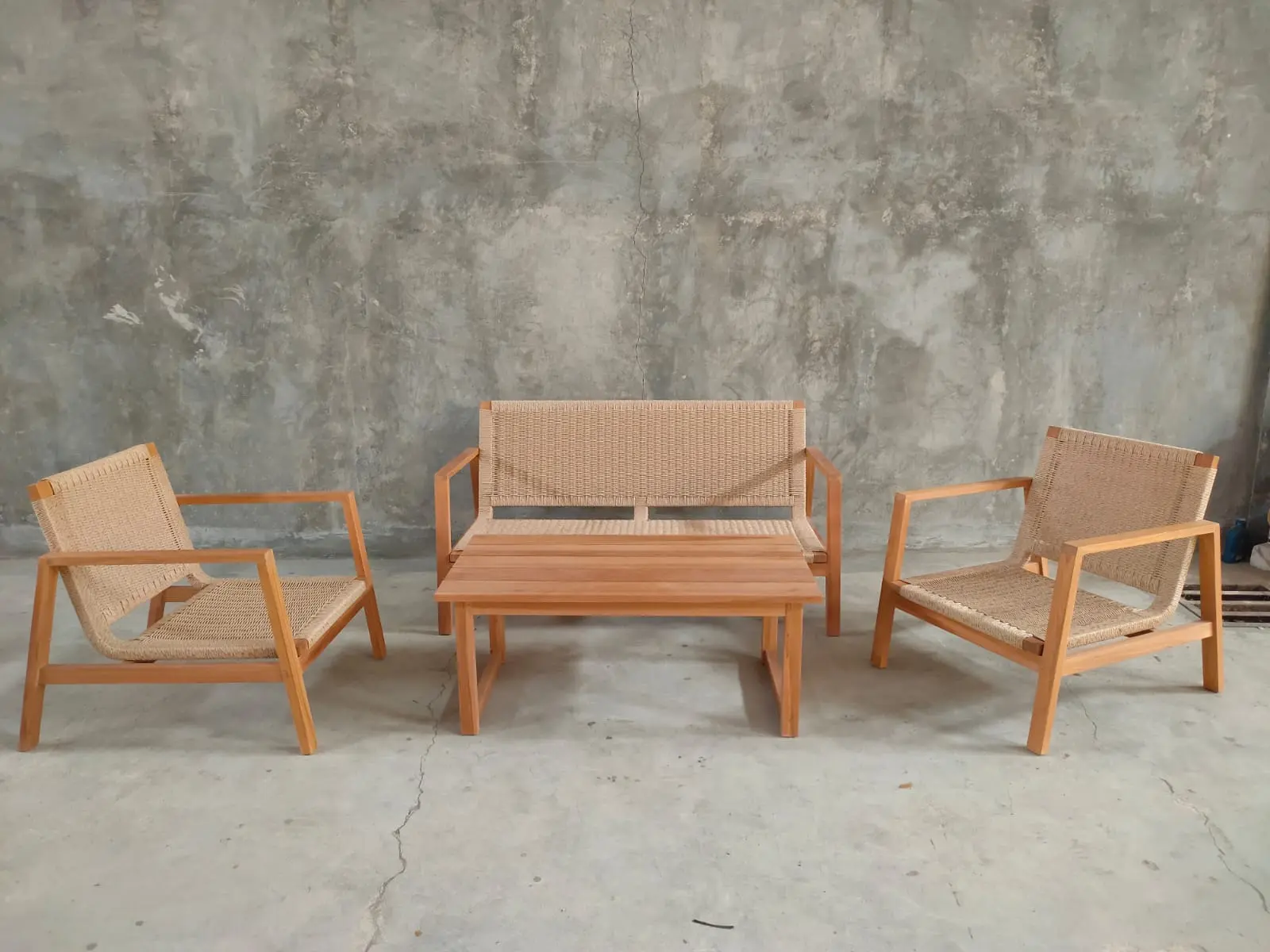 TEAK WOOD AND CUSHION Set Indonesia Dumai Living Set export furniture