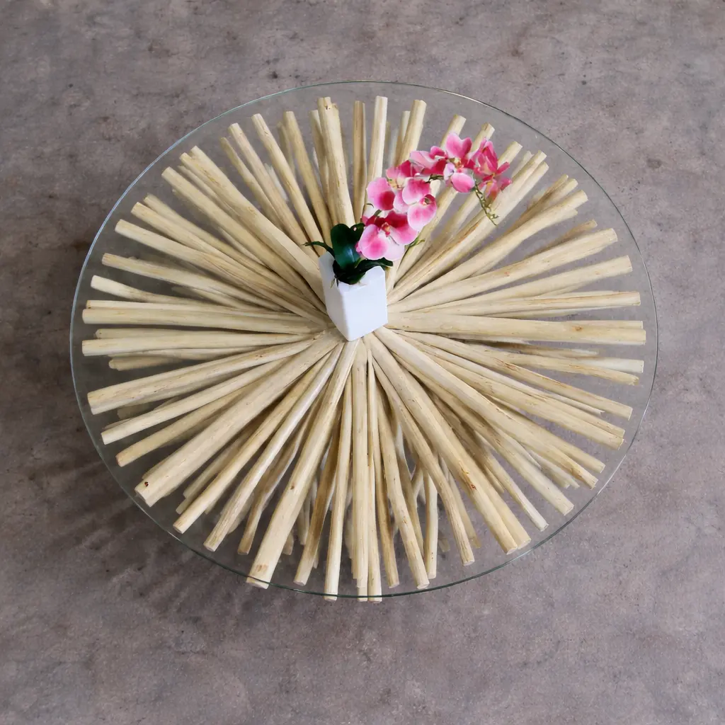 TEAK BRANCH AND GLASS TOP Table Indonesia Zuma Coffee Table export furniture