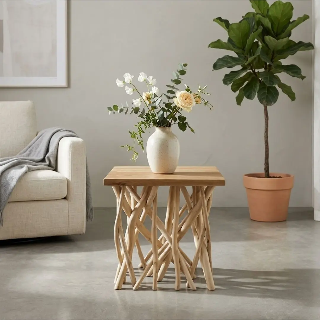 TEAK WOOD  AND TEAK BRANCH Table Indonesia Ares Side Table export furniture