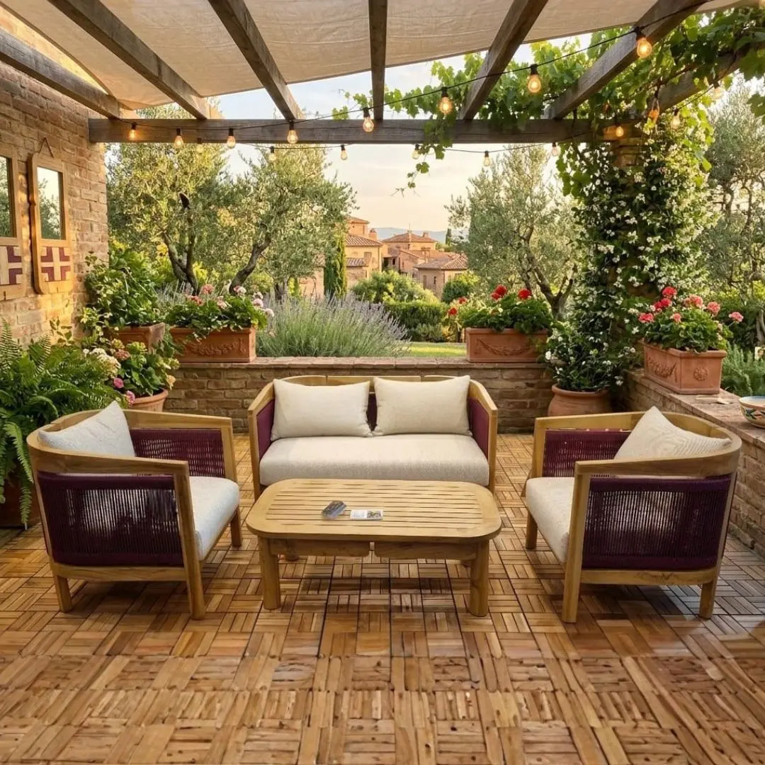 teak wood and polyester rope Set Indonesia Beluga Living Set export furniture