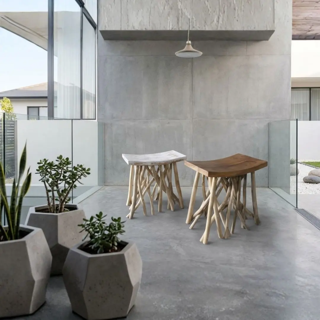 teak wood and teak branch Stool and Bench Indonesia Buffalo Stool export furniture