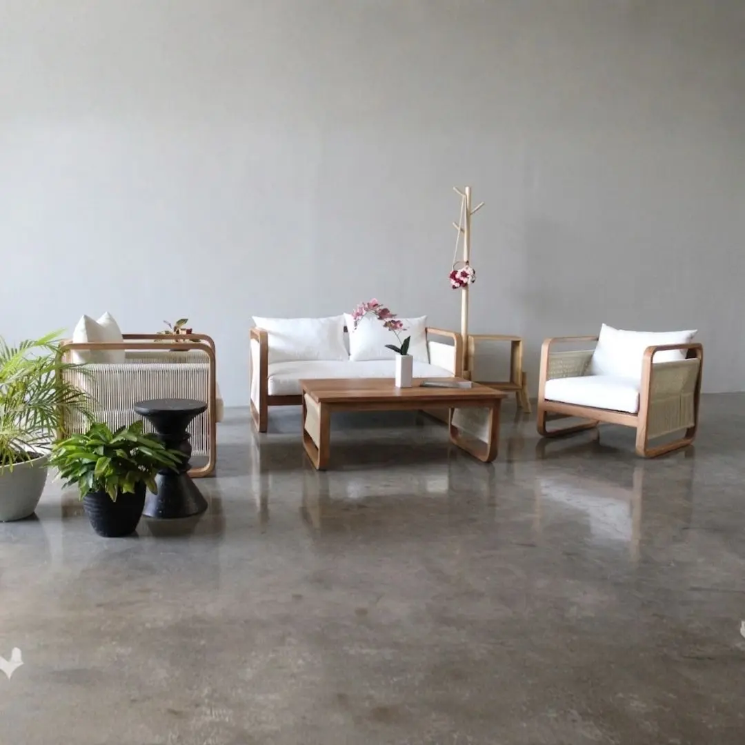 TEAK WOOD AND CUSHION Set Indonesia Eleanor Living Set export furniture