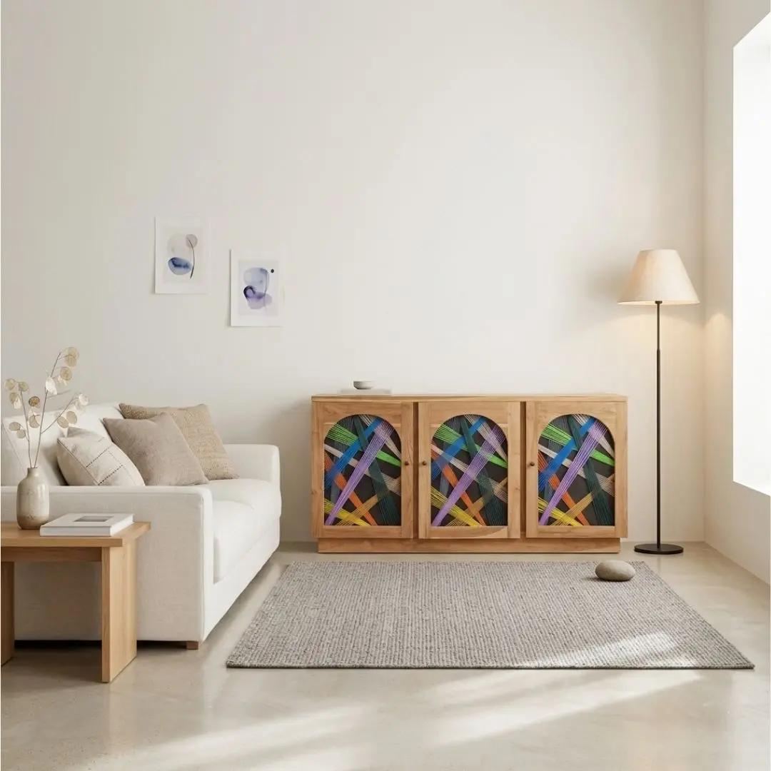 teak wood and polyester rope Cabinet Indonesia Lulu Bliss Cabinet export furniture