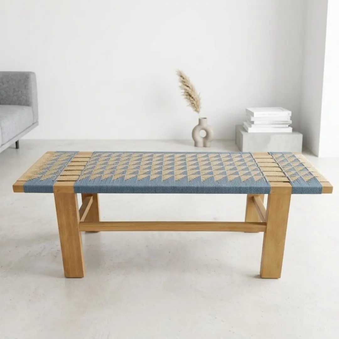 teak wood and polyester rope Stool and Bench Indonesia Suma Bench export furniture